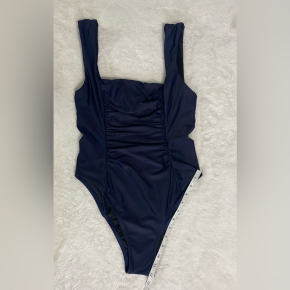 Reimagined by J Crew Size 10 Blue Ruched Built In Bra One Piece Swimsuit. NWOT - Picture 4 of 11